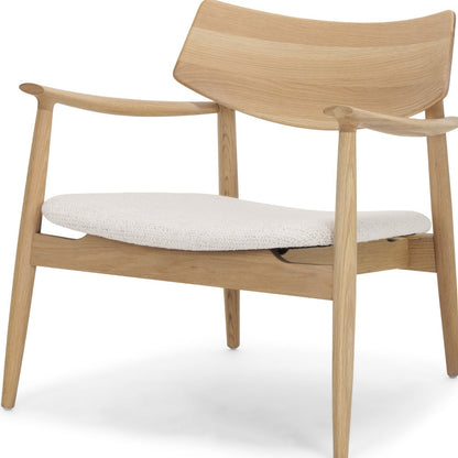 Cream & Natural Upholstery & Solid Wood Arm Chair