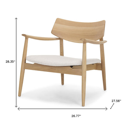 Cream & Natural Upholstery & Solid Wood Arm Chair