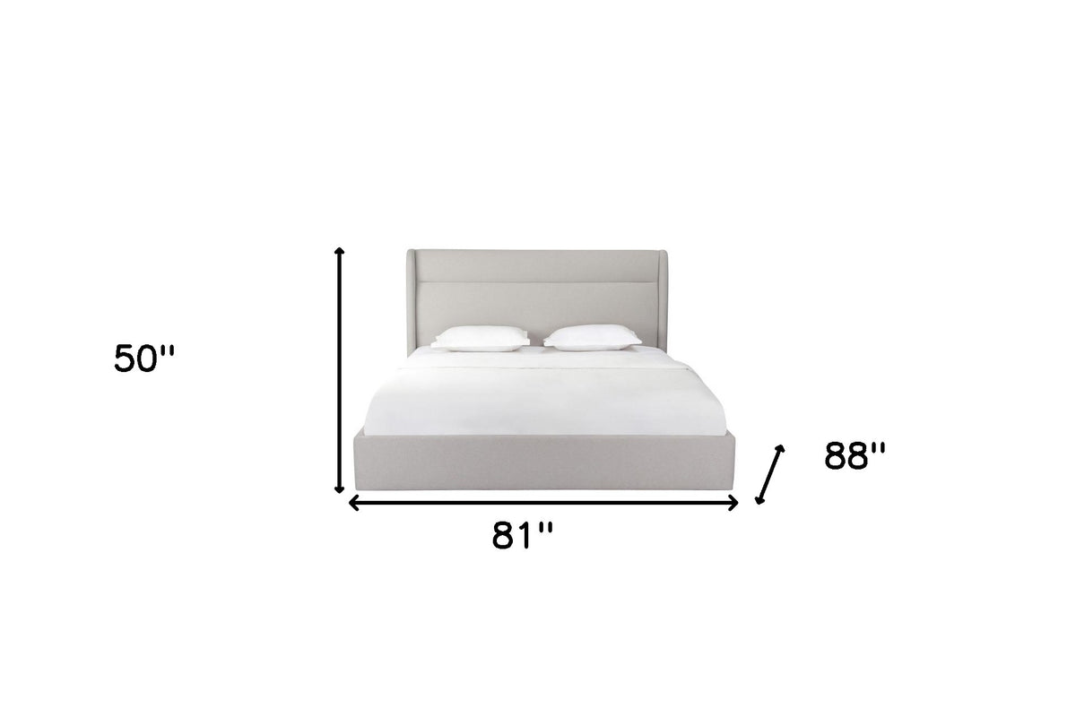 Gray Tufted Linen Blend Upholstered King Bed