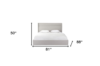 Gray Tufted Linen Blend Upholstered King Bed