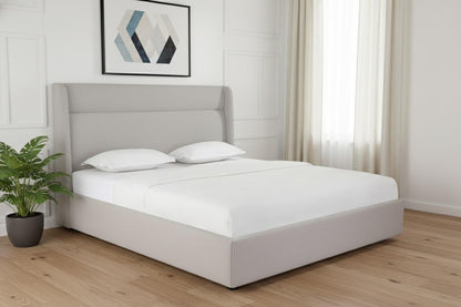 Gray Tufted Linen Blend Upholstered King Bed