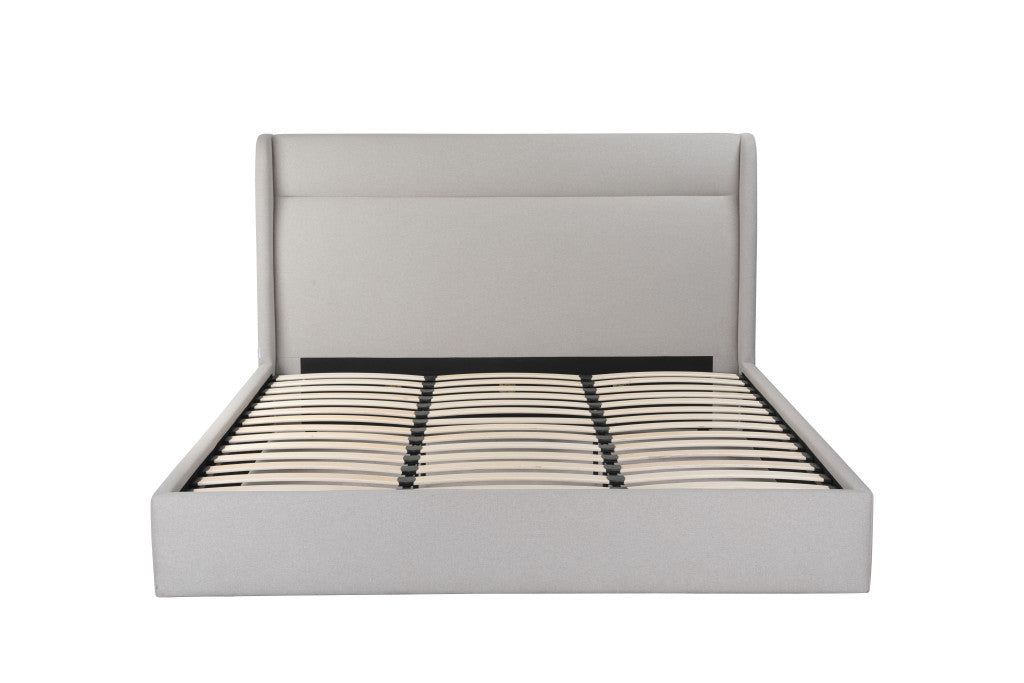 Gray Tufted Linen Blend Upholstered King Bed