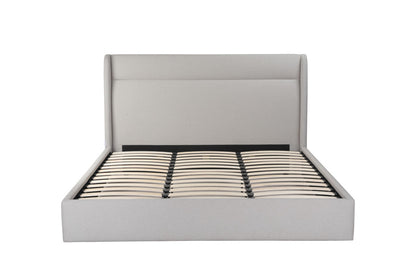 Gray Tufted Linen Blend Upholstered King Bed