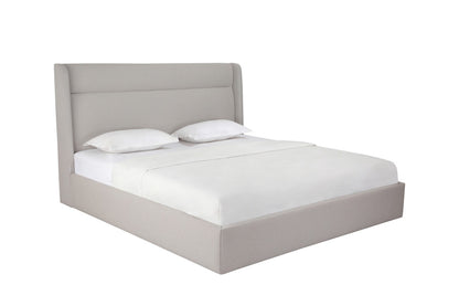 Gray Tufted Linen Blend Upholstered King Bed