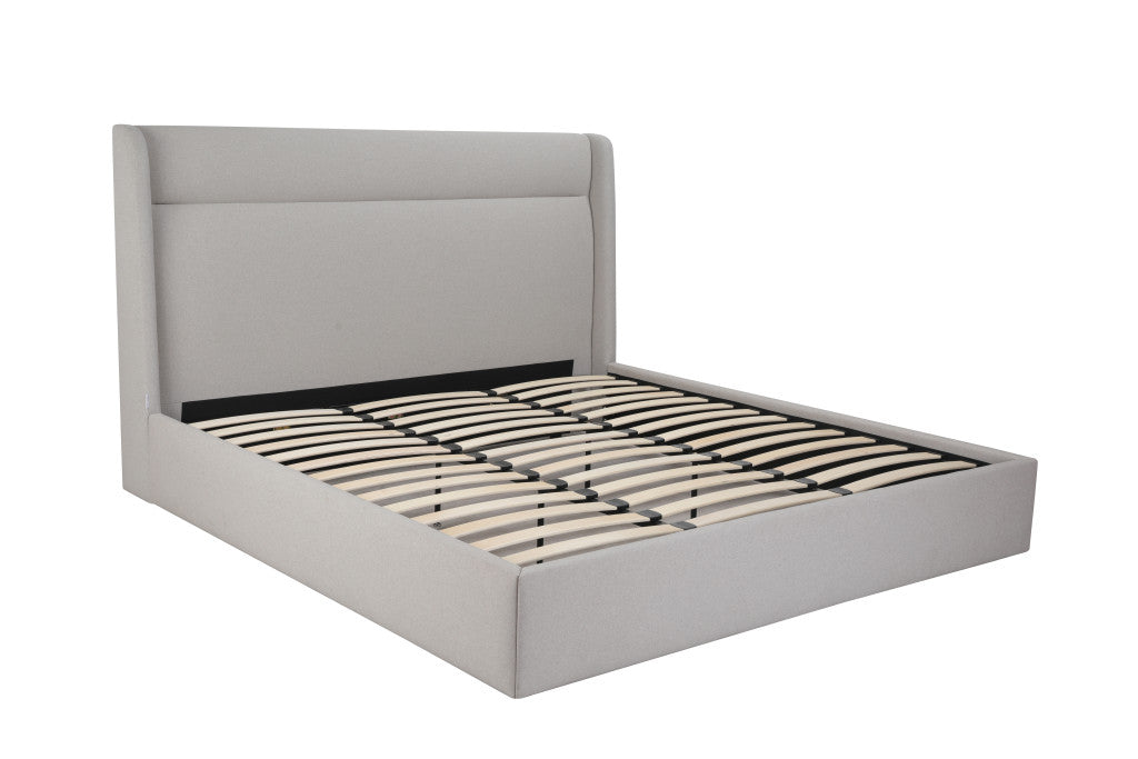 Gray Tufted Linen Blend Upholstered King Bed