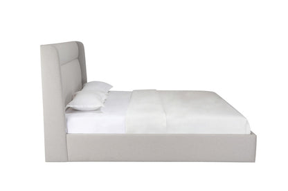Gray Tufted Linen Blend Upholstered King Bed