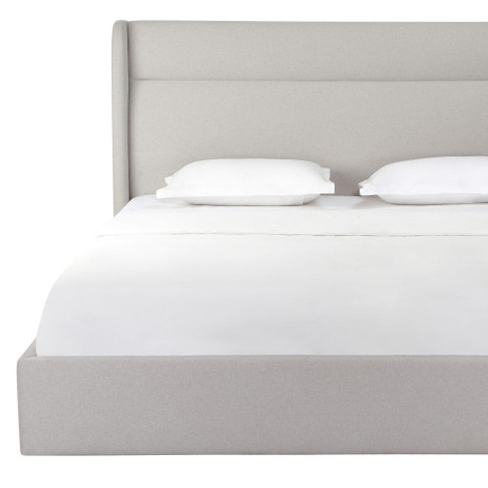 Gray Tufted Linen Blend Upholstered King Bed