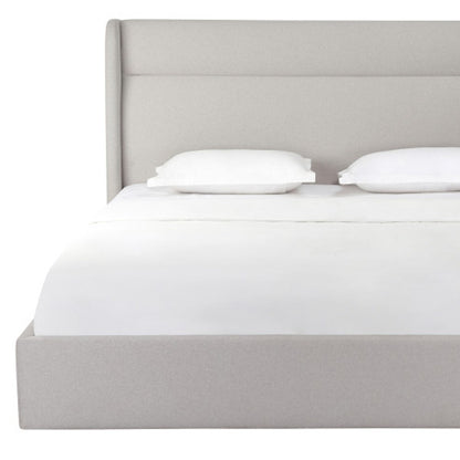 Gray Tufted Linen Blend Upholstered King Bed