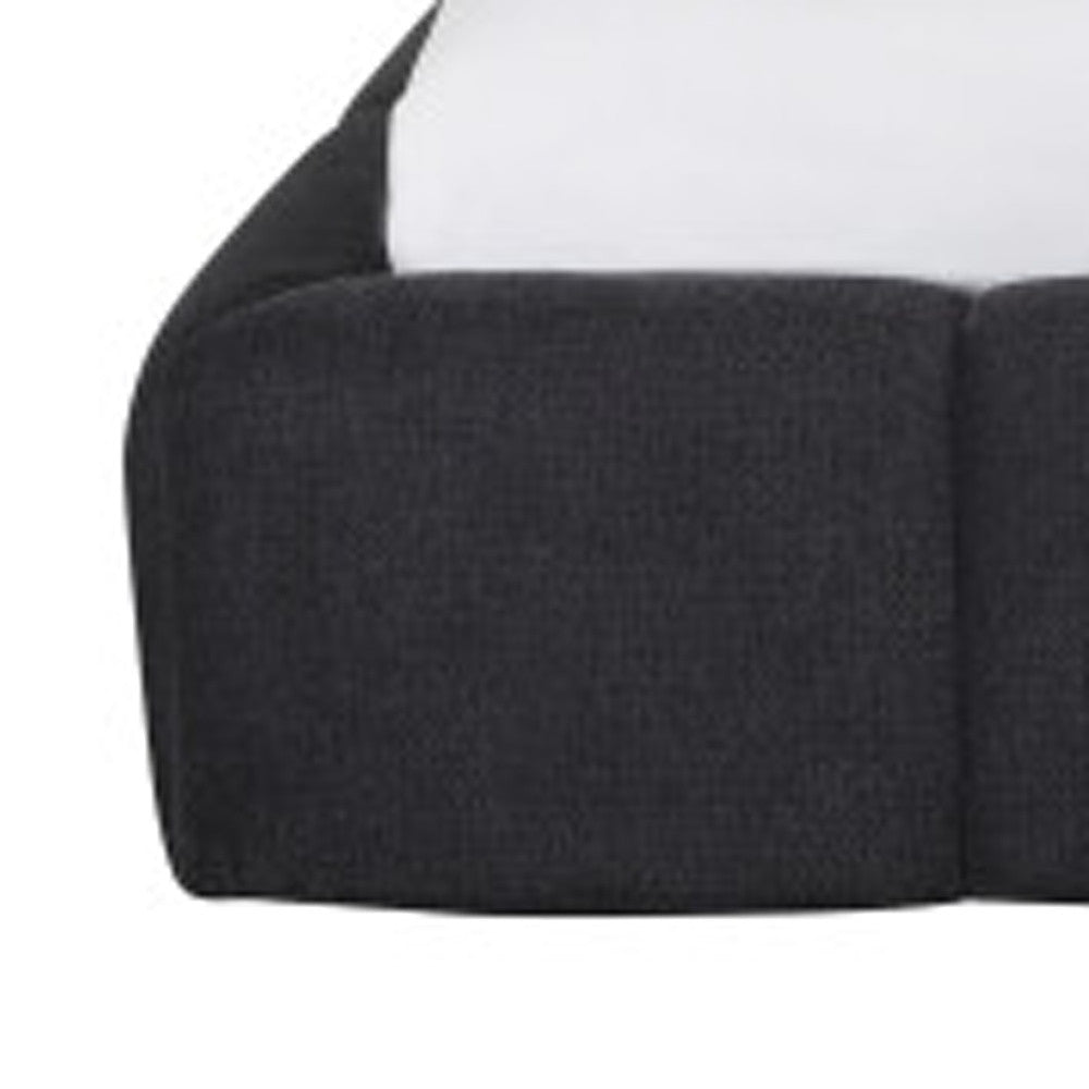Dark Gray Tufted Linen Blend Upholstered King Bed