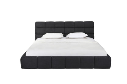 Dark Gray Tufted Linen Blend Upholstered King Bed