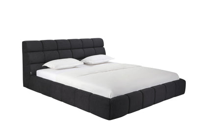 Dark Gray Tufted Linen Blend Upholstered King Bed