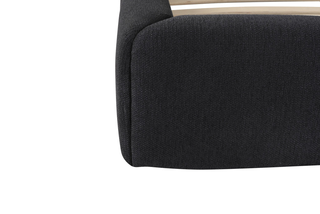 Dark Gray Tufted Linen Blend Upholstered King Bed
