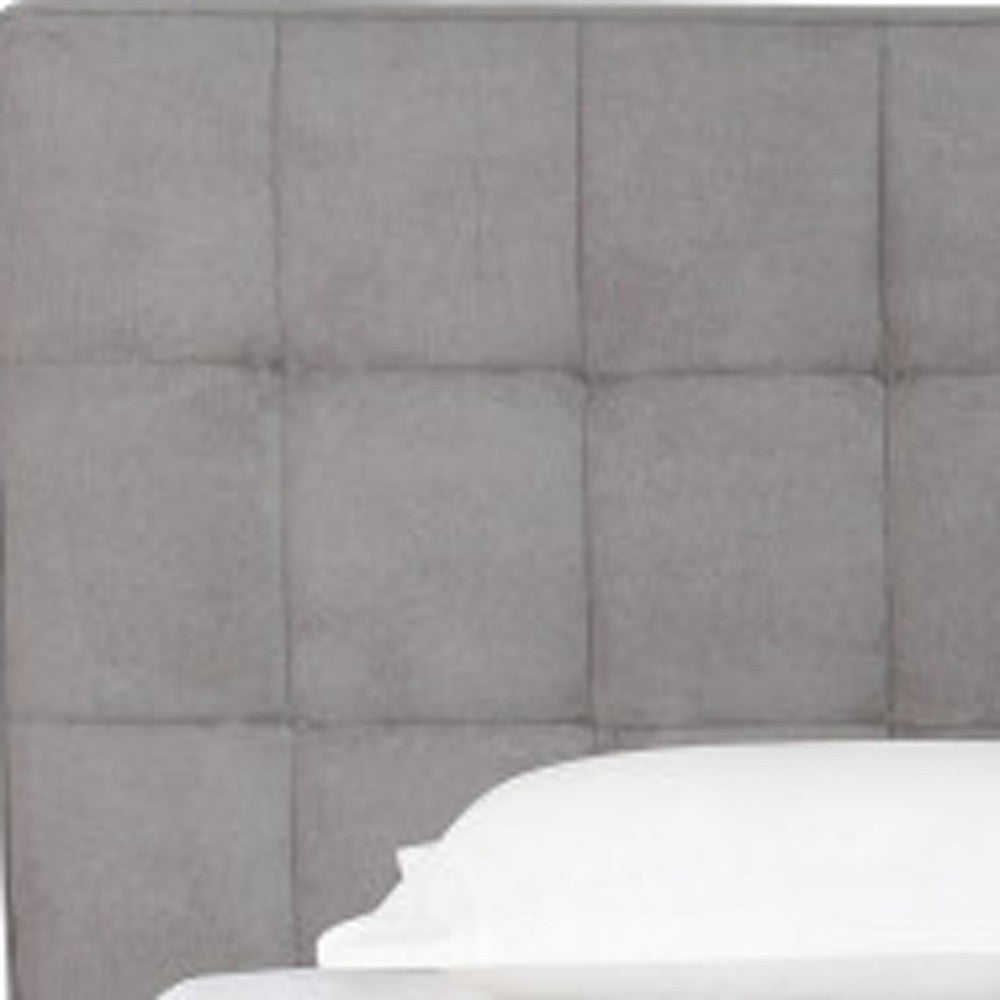 Gray Tufted Linen Blend Upholstered King Bed