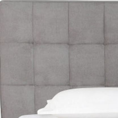 Gray Tufted Linen Blend Upholstered King Bed