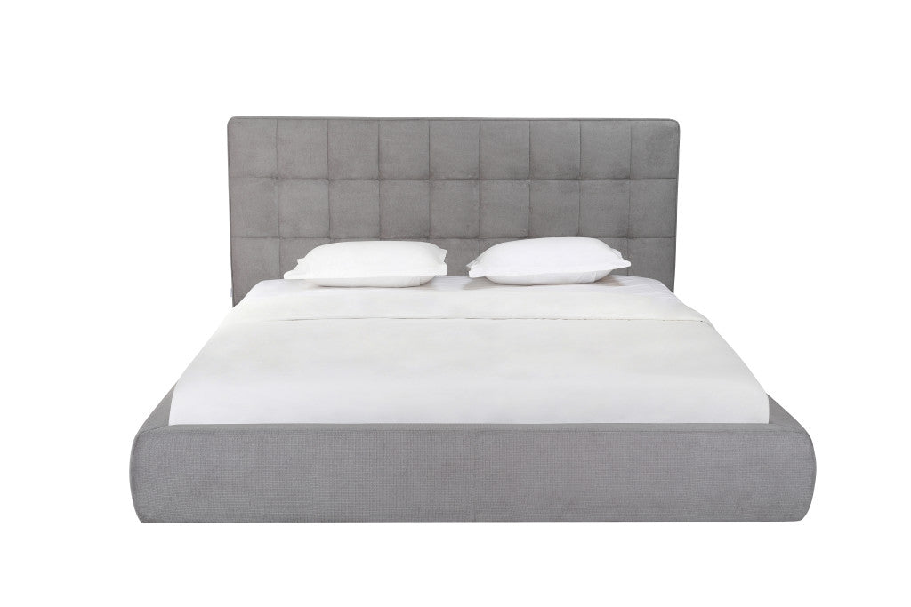 Jasper Gray Tufted Linen Blend Upholstered King Bed