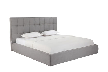Gray Tufted Linen Blend Upholstered King Bed