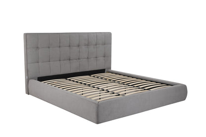 Gray Tufted Linen Blend Upholstered King Bed