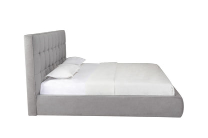 Gray Tufted Linen Blend Upholstered King Bed