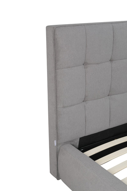 Gray Tufted Linen Blend Upholstered King Bed