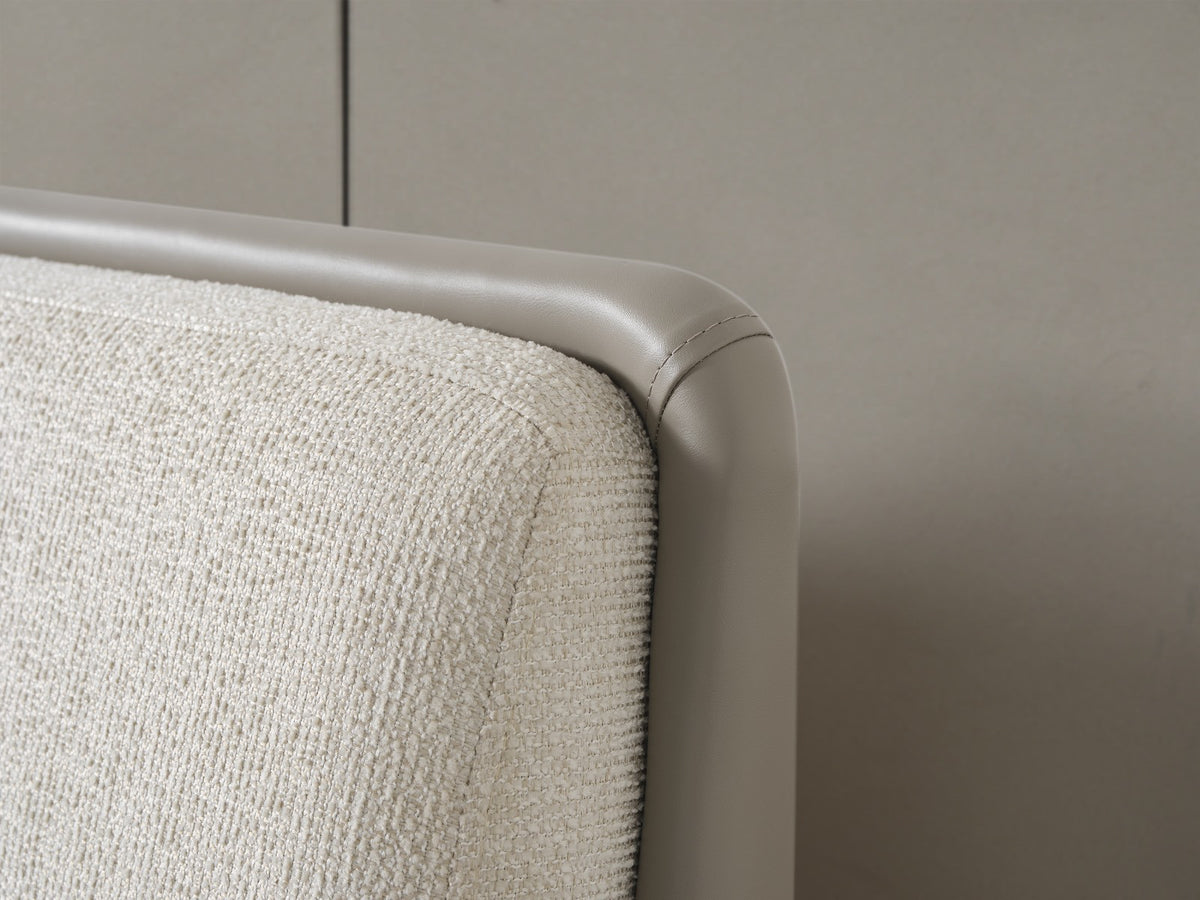 Gray & Cream Faux Leather Upholstered King Bed