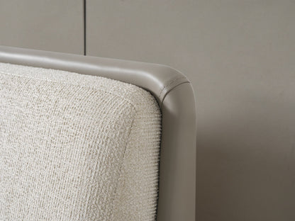 Gray & Cream Faux Leather Upholstered King Bed