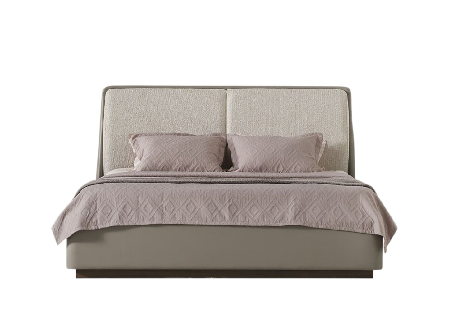 Gray & Cream Faux Leather Upholstered King Bed