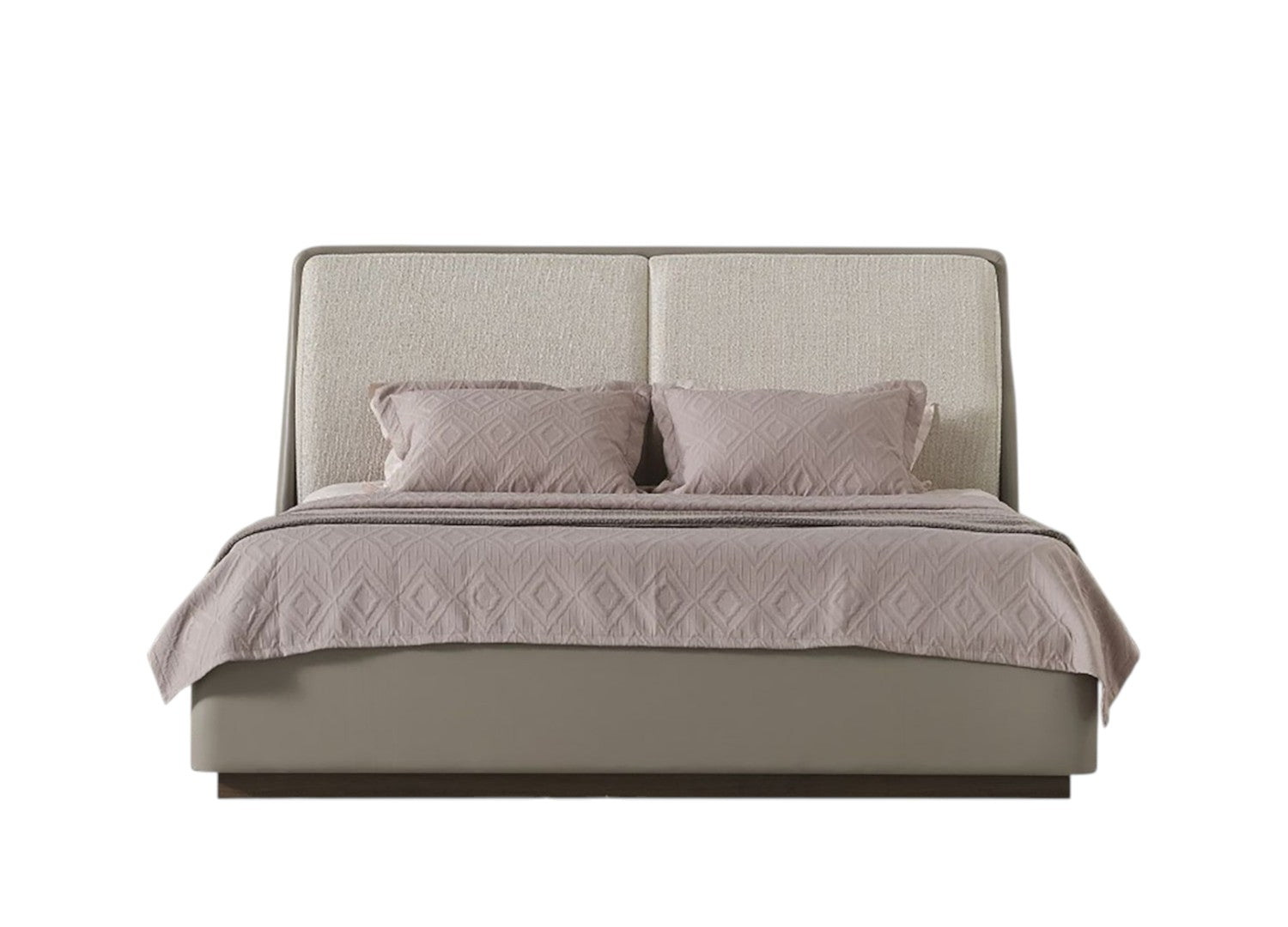 Gray & Cream Faux Leather Upholstered King Bed