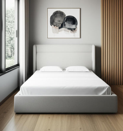 Gray Fabric Upholstered Queen Bed