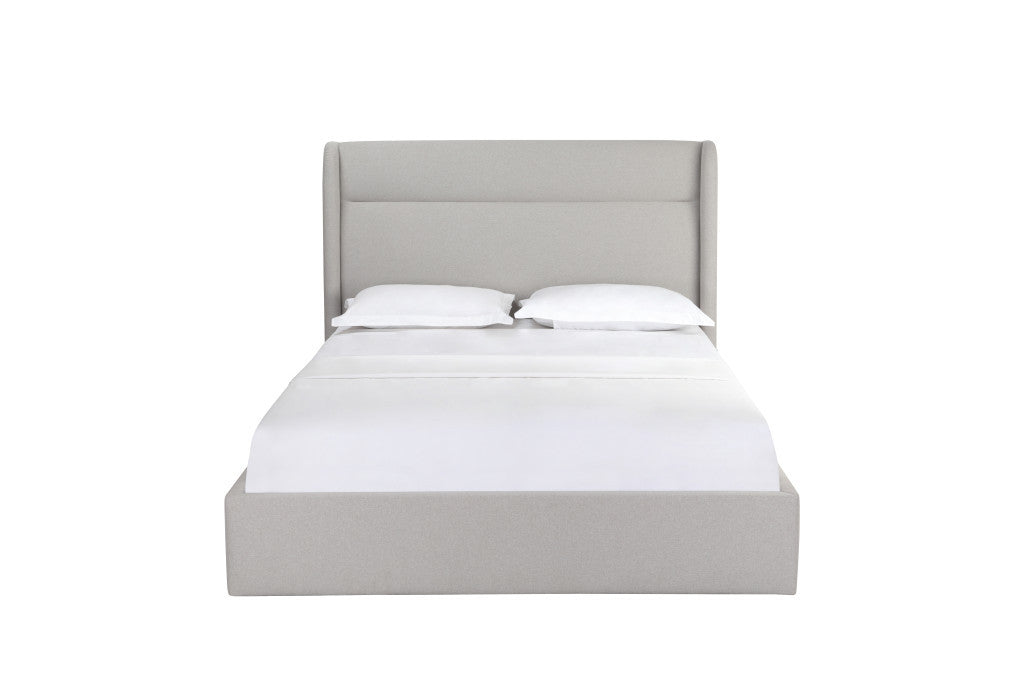 Gray Fabric Upholstered Queen Bed