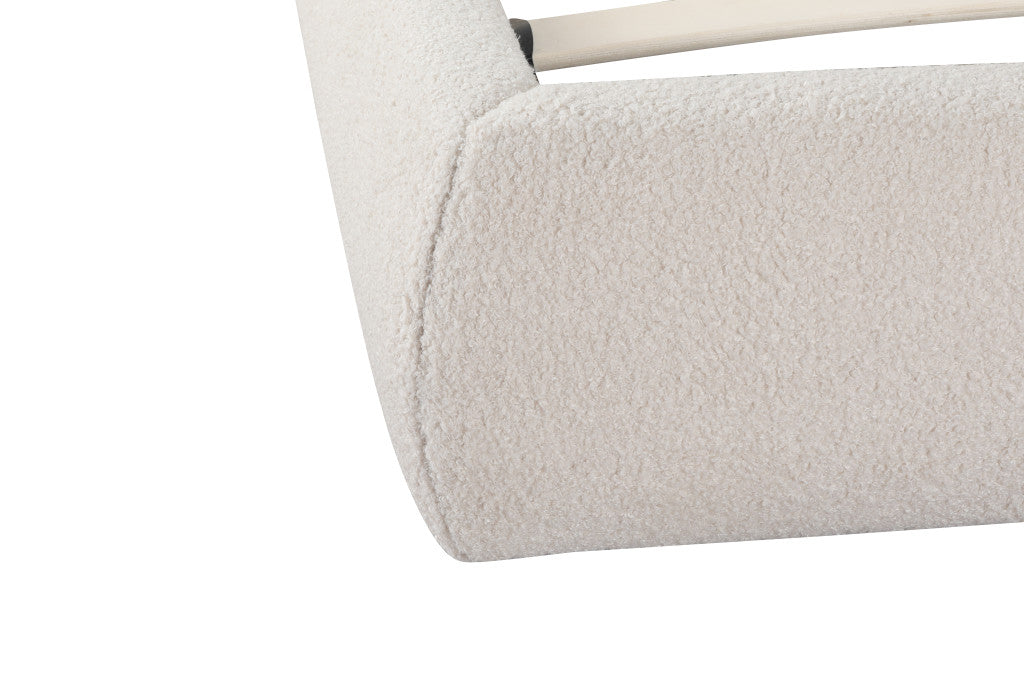 Beige Tufted Boucle Queen Bed