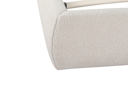 Beige Tufted Boucle Queen Bed