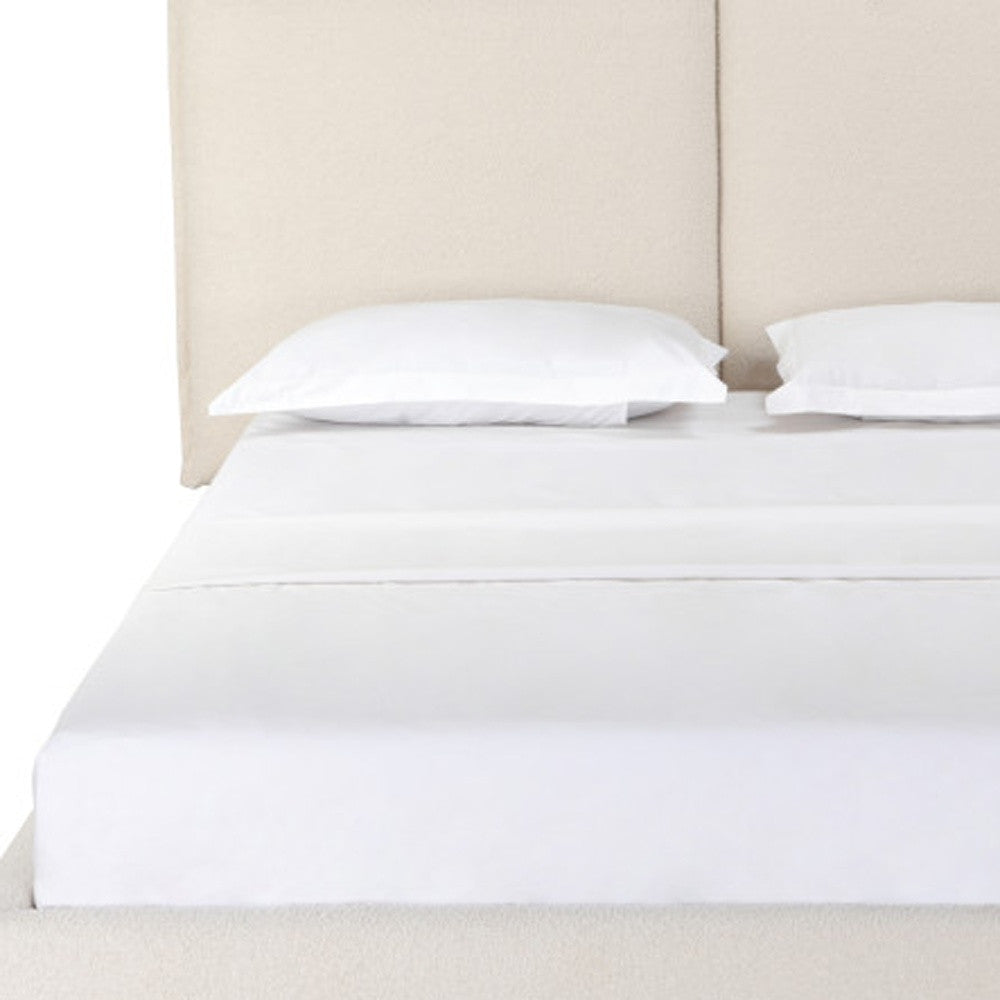 Beige Tufted Boucle Queen Bed