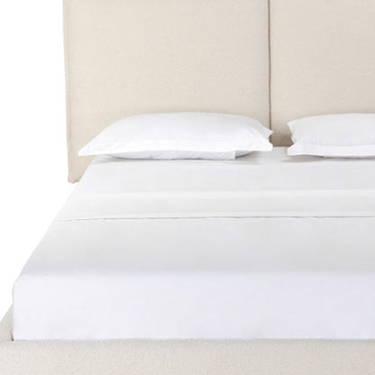 Beige Tufted Boucle Queen Bed