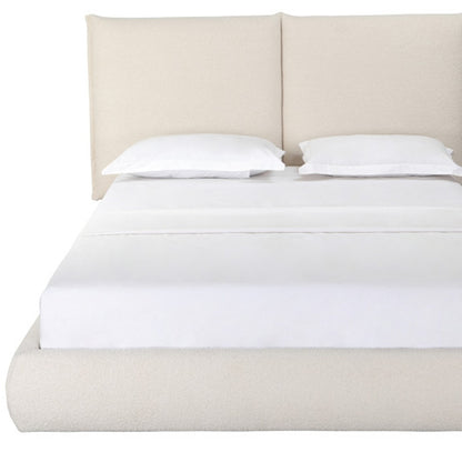 Beige Tufted Boucle Queen Bed