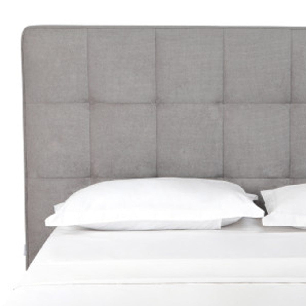 Gray Tufted Linen Blend Upholstered Queen Bed