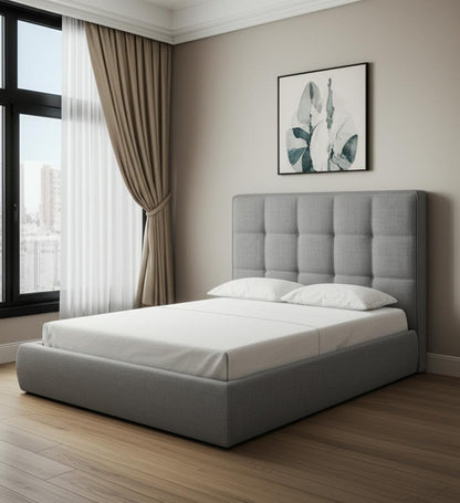 Gray Tufted Linen Blend Upholstered Queen Bed