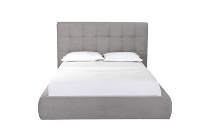 Gray Tufted Linen Blend Upholstered Queen Bed