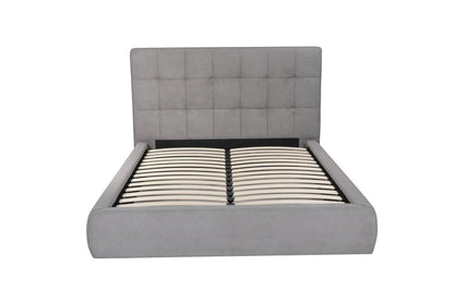 Gray Tufted Linen Blend Upholstered Queen Bed