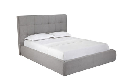 Gray Tufted Linen Blend Upholstered Queen Bed