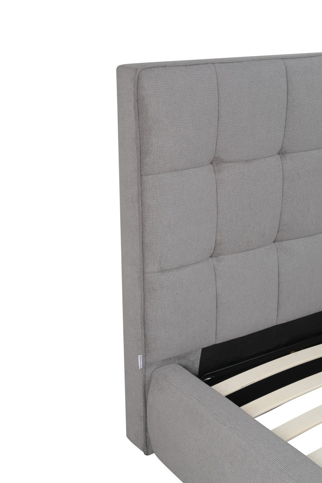 Gray Tufted Linen Blend Upholstered Queen Bed