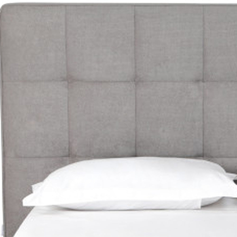 Gray Tufted Linen Blend Upholstered Queen Bed