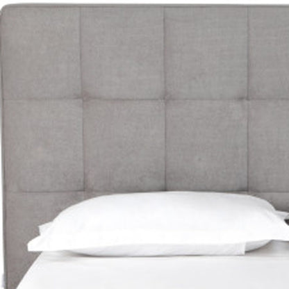 Gray Tufted Linen Blend Upholstered Queen Bed