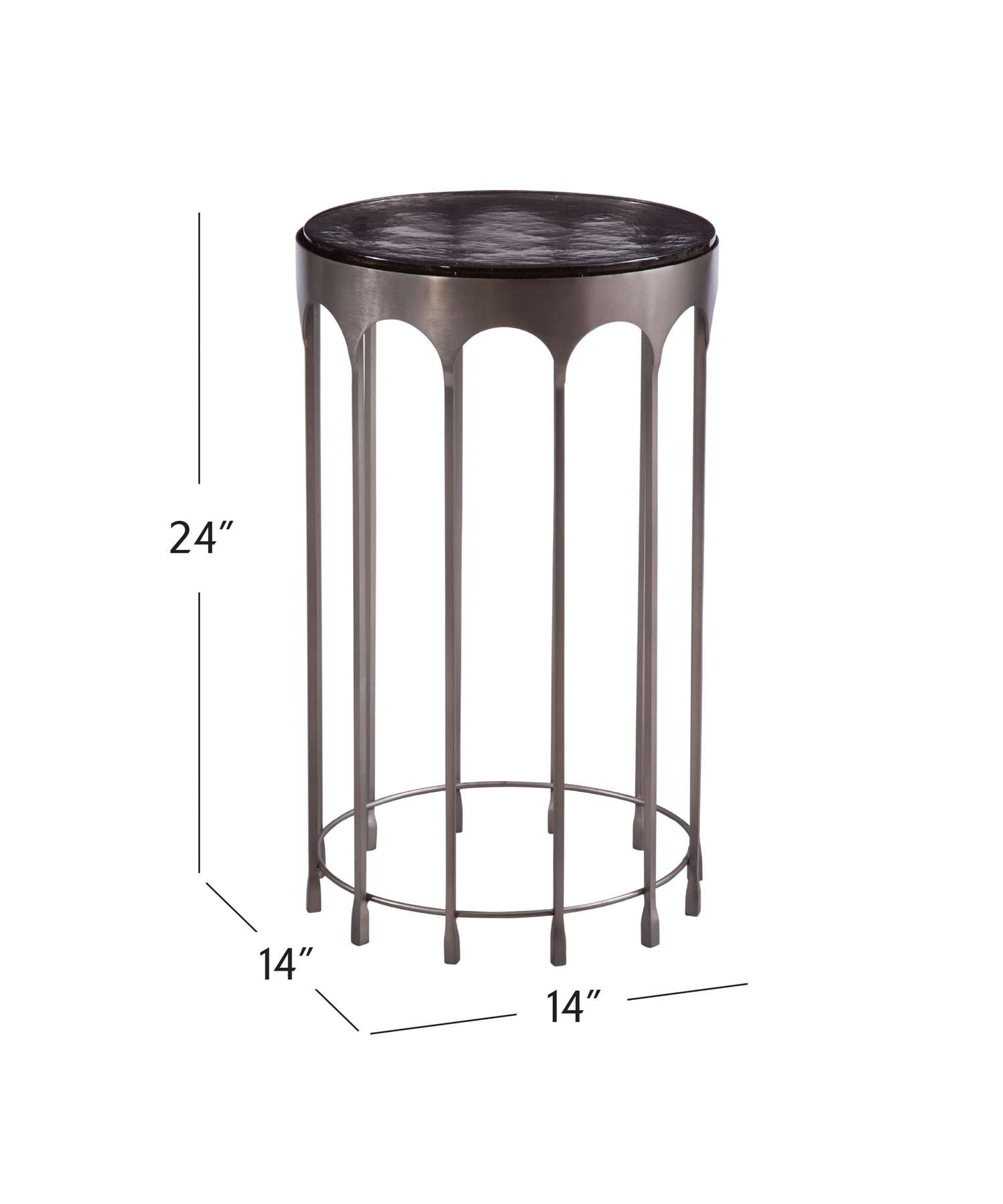 Hartley Nickel Accent Table - Dimensional
