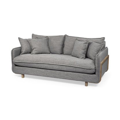 Gray Fabric Sofa With Brown Legs