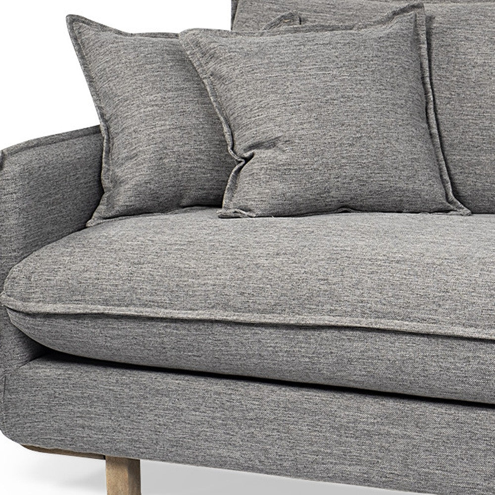 Gray Fabric Sofa With Brown Legs