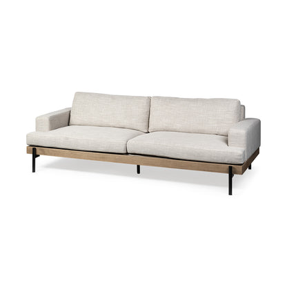 Beige Fabric Sofa With Black Legs