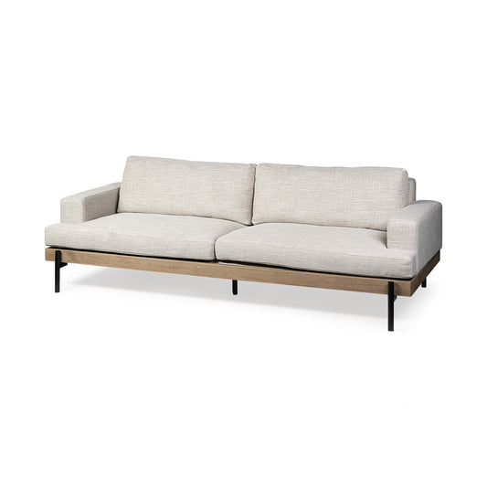 Beige Fabric Sofa With Black Legs