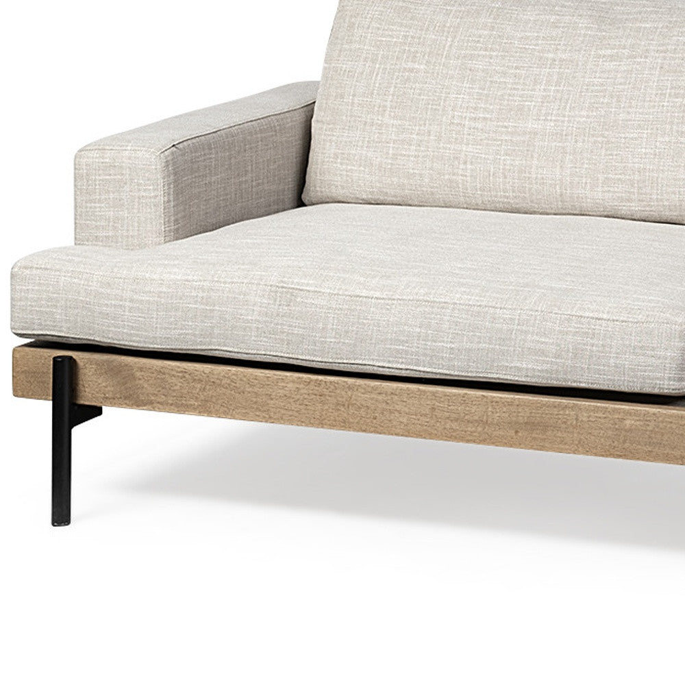 Beige Fabric Sofa With Black Legs