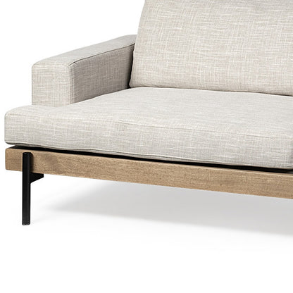 Beige Fabric Sofa With Black Legs