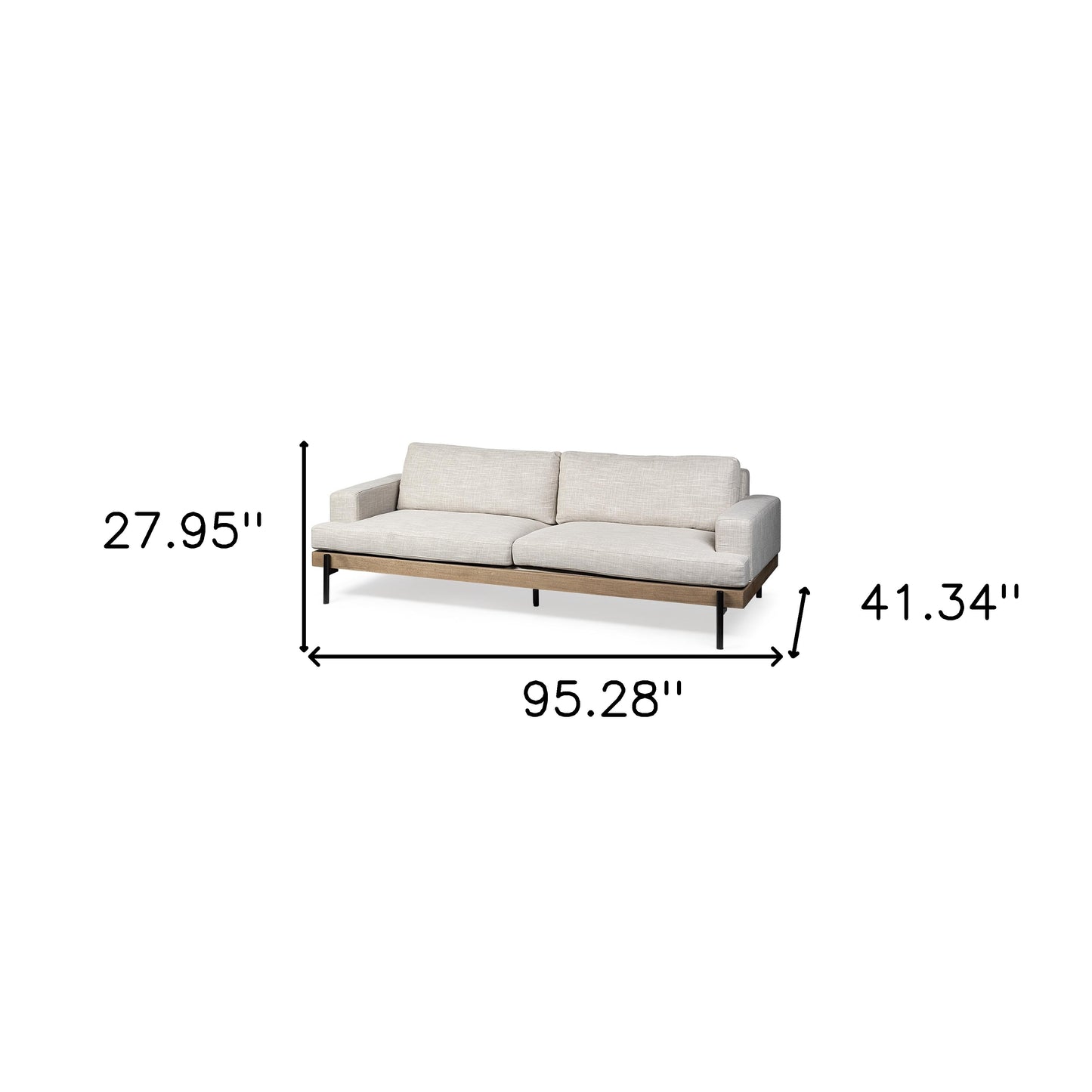 Beige Fabric Sofa With Black Legs
